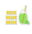green cocktail with a straw for st patricks day vector image vector image