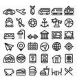 travel line icons set transport holidays vector image