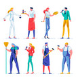 flat scientist with flasks waiter journalist vector image