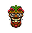 tiki mask in sunglasses for t shirt poster card vector image