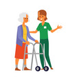 nursing home nurse taking care senior lady flat vector image