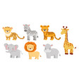 cute elephant tiger lion zebra and hippo vector image