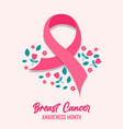 breast cancer month pink spring flower card vector image vector image