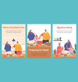 happy family prepare for easter cartoon banners vector image vector image