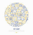 pet shop concept in circle with thin line icons vector image vector image
