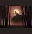 wolf howling during full moon vector image vector image