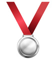 silver medal with red ribbon vector image