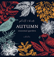 trendy colored autumn wreath design wild birds vector image