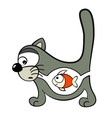cat with fish inside vector image vector image