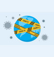 covid19-19 virus lockdown barrier tape over a vector image