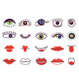 doodle abstract face elements female lips vector image vector image
