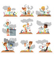 kid chemists characters posing in different vector image