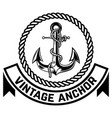 nautical vintage emblem with wreath and anchor vector image vector image
