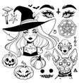 a set of black drawings and silhouettes vector image