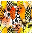 leaves hand drawn watercolor seamless vector image