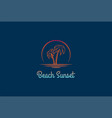 modern simple beach sunset with palm coconut logo vector image vector image