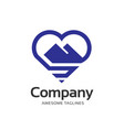 creative mountain and love outline logo concept vector image