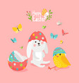 cute easter card with pets vector image