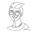 laughing man in eyeglasses portrait one line art vector image