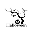silhouette of halloween tree pumpkin and bats vector image