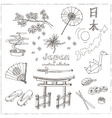hand drawn doodle japan symbols set vector image