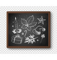 black and white chalked christmas set vector image