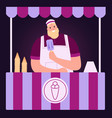 character ice cream seller at kiosk vector image vector image