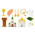 christianity religious symbols set isometric vector image