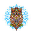 owl zen art mandala in line style vector image