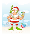 santa claus on summer holiday cartoon vector image