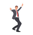 young man winning at work businessman with strong vector image