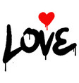 graffiti spray love word with over in black vector image