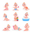 cartoon baby newborn child in diaper eating vector image