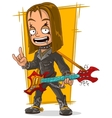 cartoon long hair rocker in black leather jacket vector image