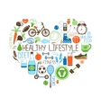 healthy lifestyle diet and fitness heart sign vector image