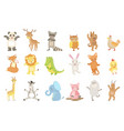 humanized animals set of artistic funny stickers vector image