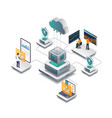 team manages the cloud server and data security vector image vector image