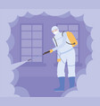 virus disinfection man wearing protective suit vector image