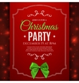 christmas party poster template with green bow vector image