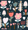 seamless floral pattern with hand drawn bold vector image