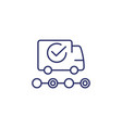 delivery truck line icon on white vector image vector image