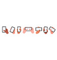 hands holding mobile phones set holding vector image vector image