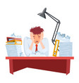 office paperwork worker with stack vector image vector image