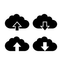 Black cloud with arrow icon on white Royalty Free Vector