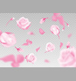 pinkr ose falling flowers and buds vector image vector image