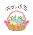 easter eggs in basket vector image