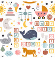 seamless pattern with baby icons for girl vector image