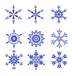 Snowflakes set isolated on white background Vector Image