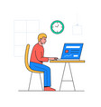 boy working online - colorful flat design style vector image