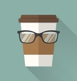 coffee cup icon with glasses vector image vector image